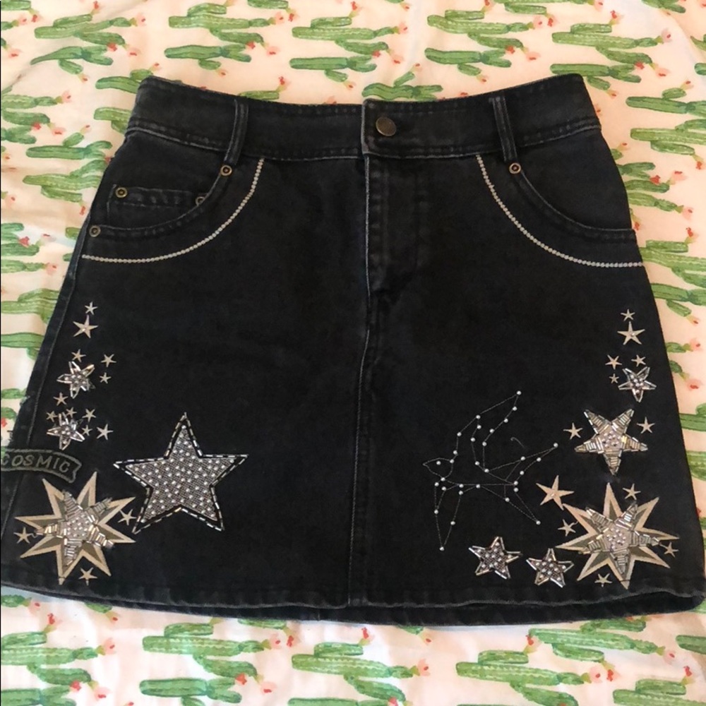 Spell &The Gypsy Celestial Embellished Denim Skirt